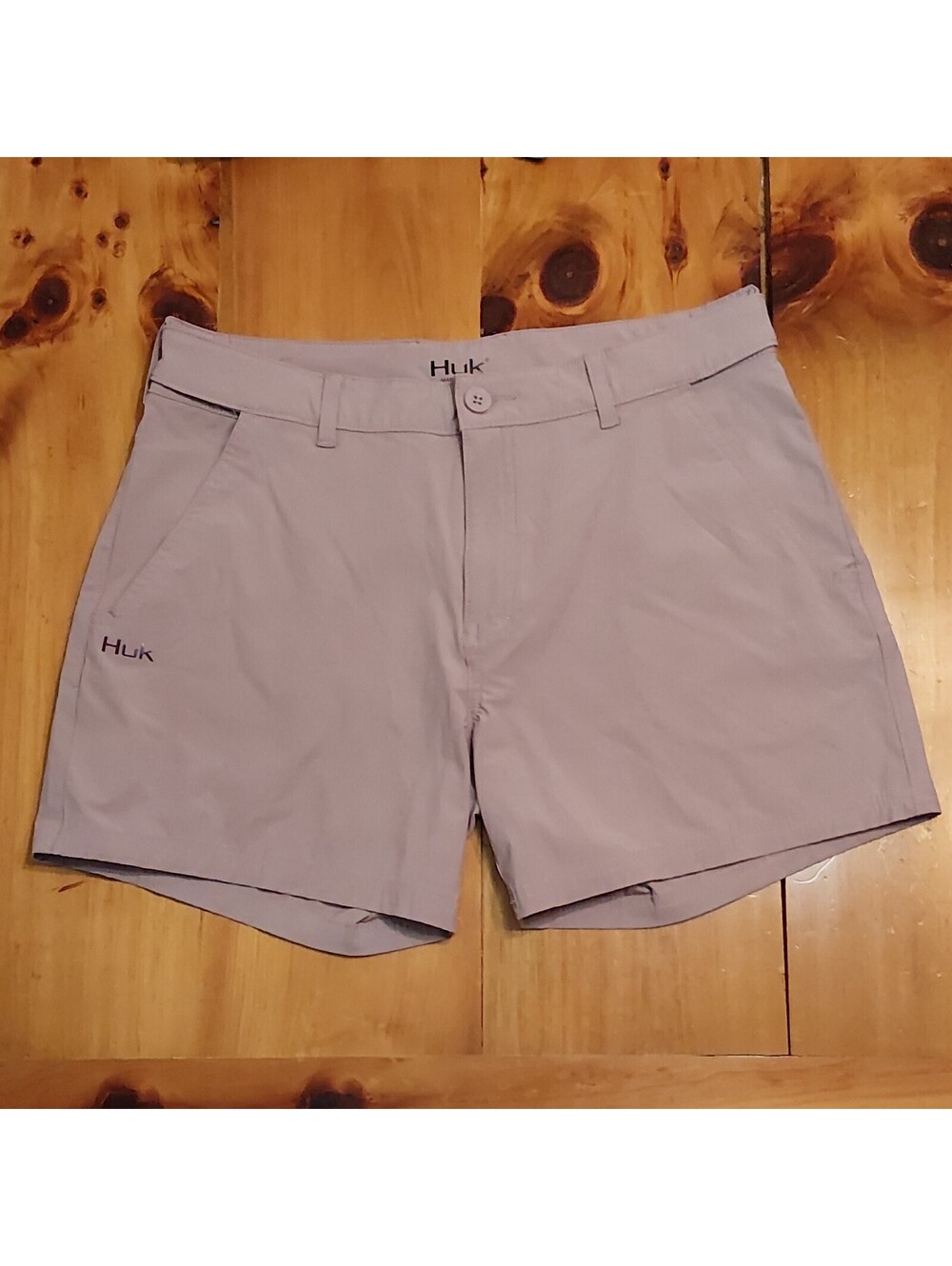 Huk Women's Fishing Shorts Lavender L  Zip Pocket Cotton Blend